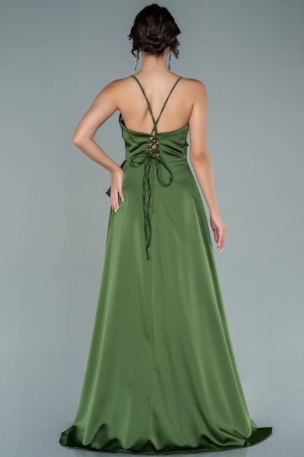Abendkleid Lang Satin Khaki ABU1843