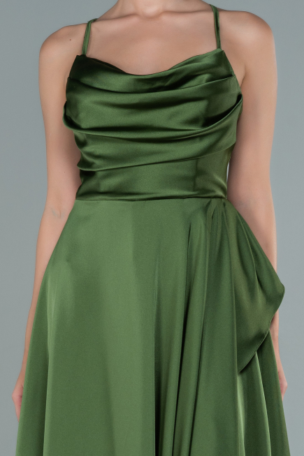 Abendkleid Lang Satin Khaki ABU1843