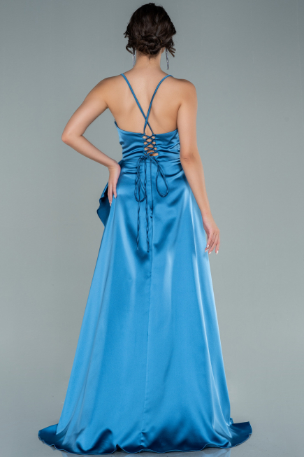 Abendkleid Lang Satin Indigo ABU1843