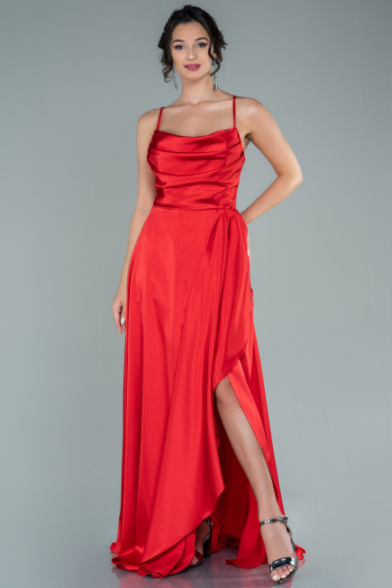 Abendkleid Lang Satin Rot ABU1843
