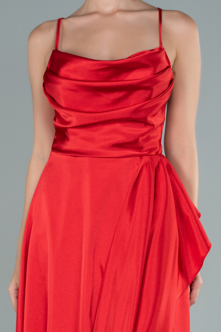 Abendkleid Lang Satin Rot ABU1843