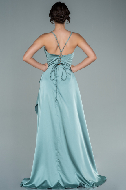 Minzgrün Abendkleid Satin Lang ABU1843