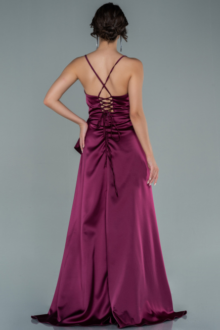 Abendkleid Lang Satin Pflaume ABU1843