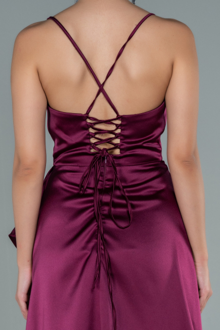 Abendkleid Lang Satin Pflaume ABU1843