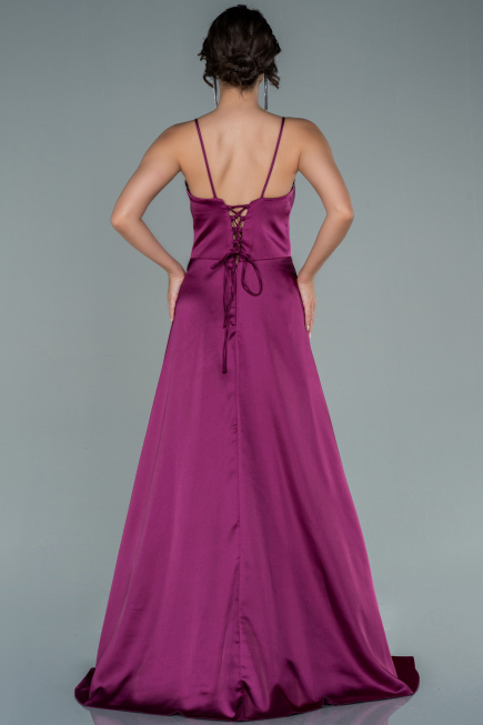 Abendkleid Lang Satin Pflaume ABU1458