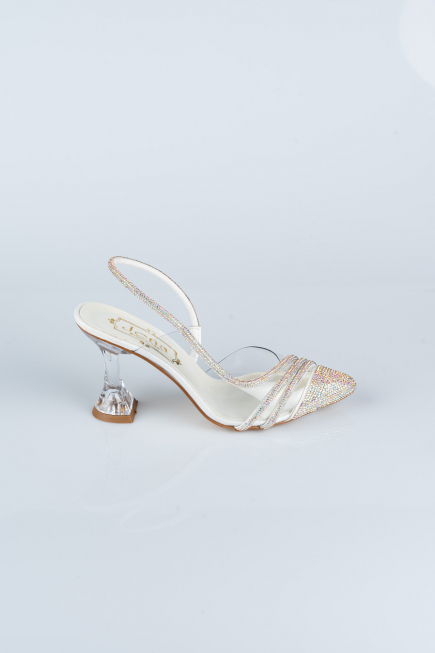 Party-Schuhe Steinbesetzt Weiß MJ1057