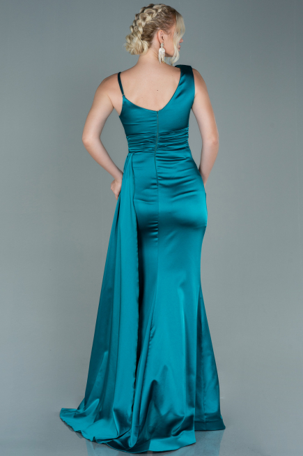 Abendkleid Lang Satin Smaragdgrün ABU2598