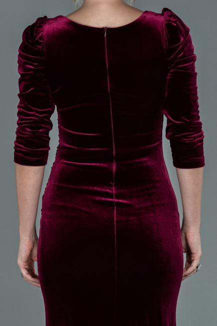 Abendkleid Lang Samt Weinrot ABU2604