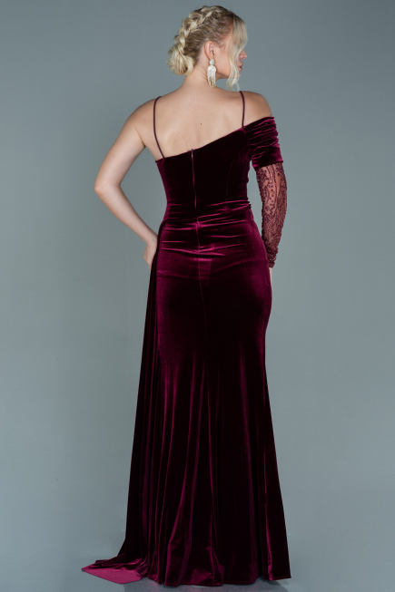 Abendkleid Lang Samt Weinrot ABU2605