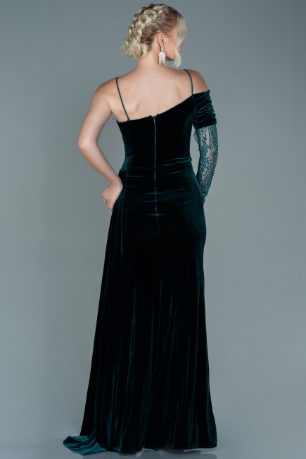 Abendkleid Lang Samt Smaragdgrün ABU2605