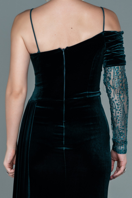 Abendkleid Lang Samt Smaragdgrün ABU2605