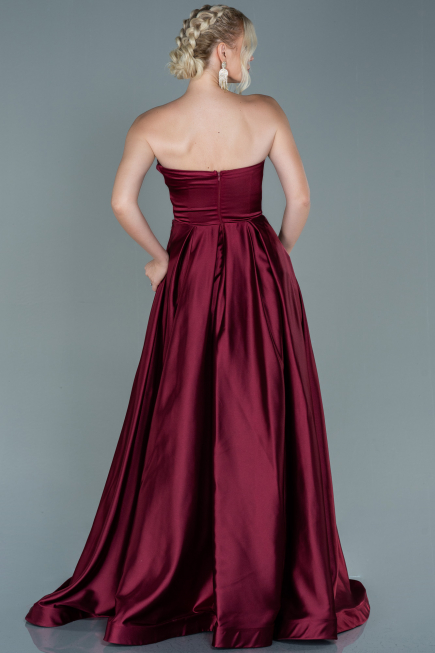Abendkleid Lang Satin Weinrot ABU2600
