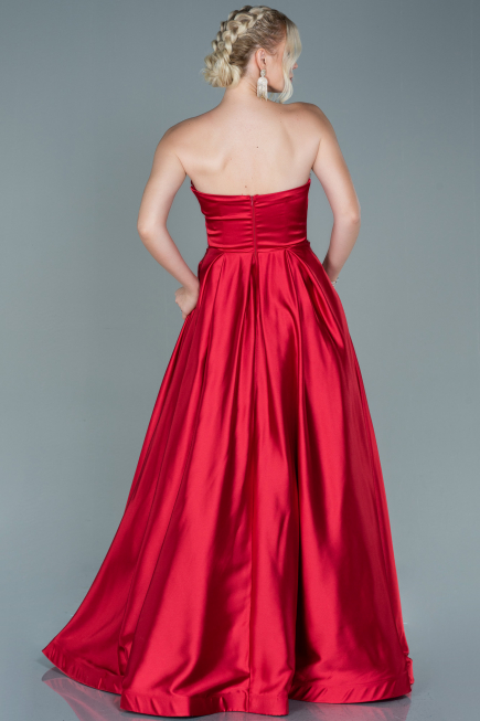 Abendkleid Lang Satin Rot ABU2600