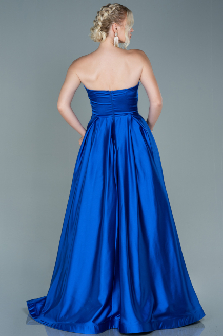 Abendkleid Lang Satin Sächsischblau ABU2600