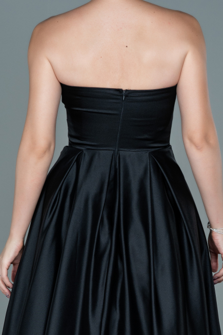 Abendkleid Lang Satin Schwarz ABU2600