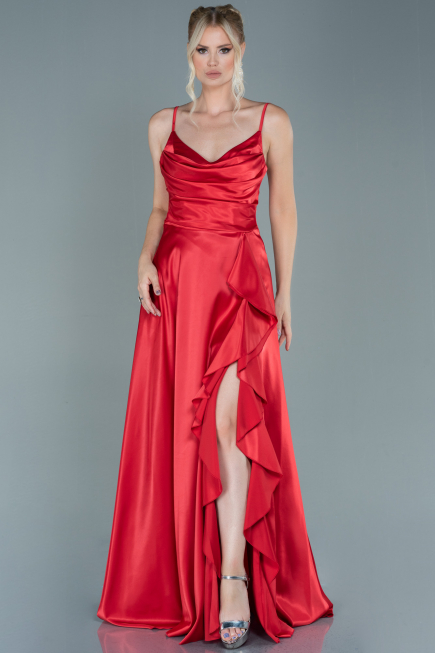 Abendkleid Lang Satin Rot ABU2593