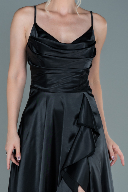 Abendkleid Lang Satin Schwarz ABU2593