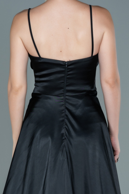 Abendkleid Lang Satin Schwarz ABU2593