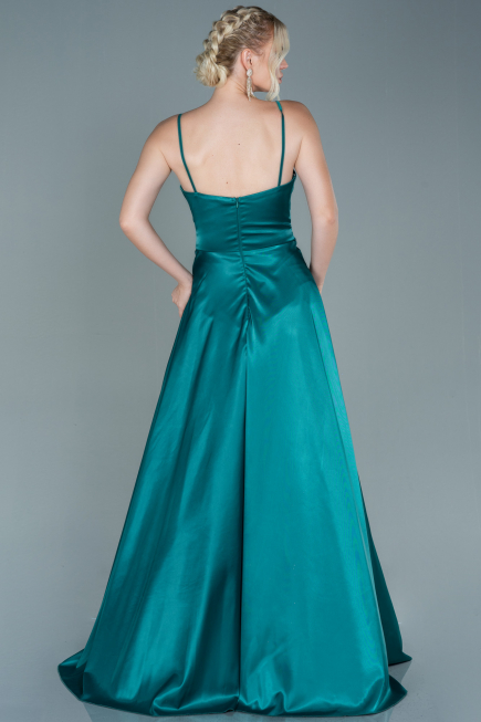 Abendkleid Lang Satin Smaragdgrün ABU2593