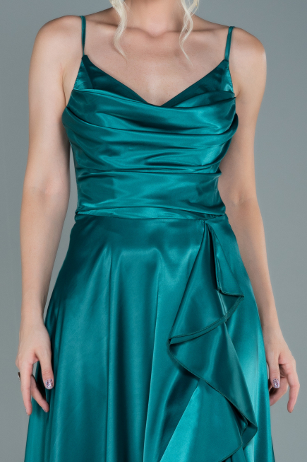 Abendkleid Lang Satin Smaragdgrün ABU2593