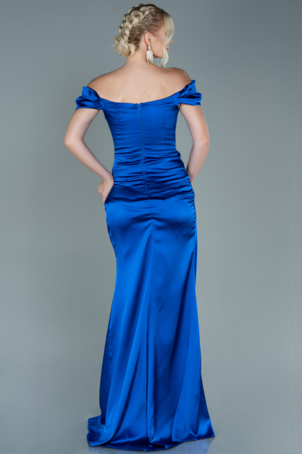 Abendkleid Lang Satin Sächsischblau ABU2608