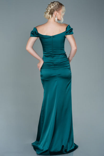 Abendkleid Lang Satin Smaragdgrün ABU2608