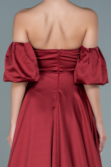 Abendkleid Lang Satin Weinrot ABU2614