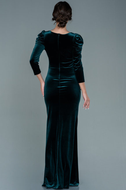 Abendkleid Lang Samt Smaragdgrün ABU2604