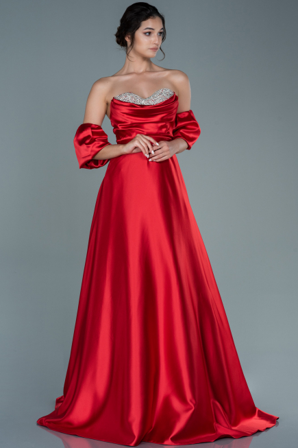 Abendkleid Lang Satin Rot ABU2614