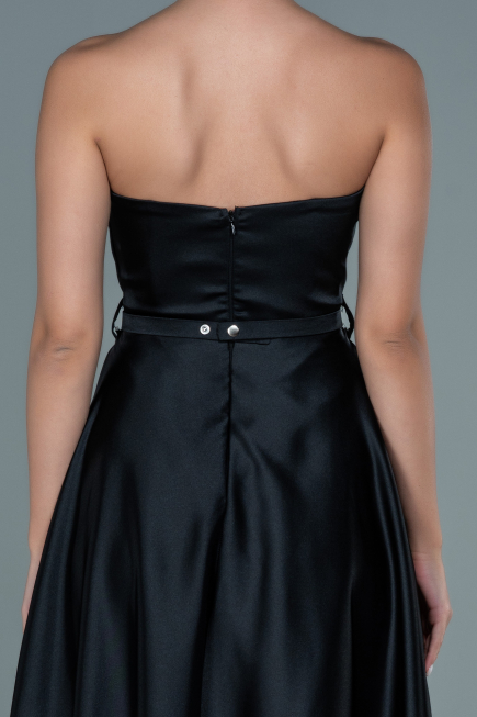 Abendkleid Midi Satin Schwarz ABK1508