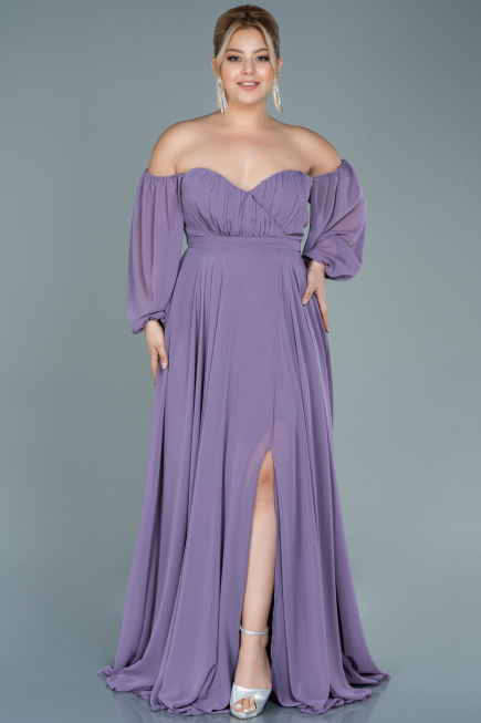 Abendkleider in Großen Größen Lang Chiffon Lavendel ABU2597