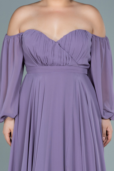 Abendkleider in Großen Größen Lang Chiffon Lavendel ABU2597