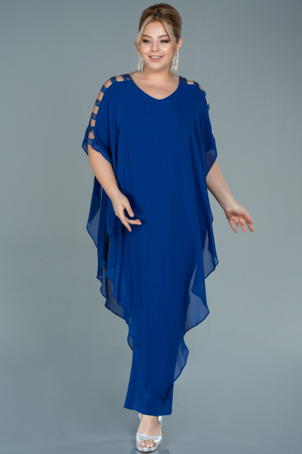 Sächsischblau Abendgarderobe İn Großen Größen Chiffon ABT080