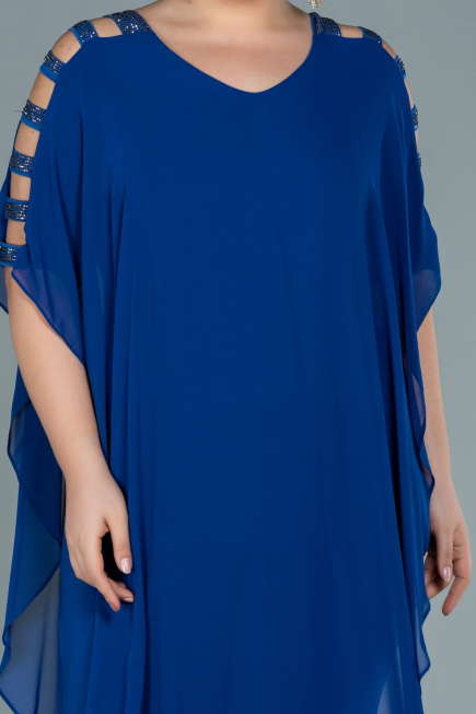 Sächsischblau Abendgarderobe İn Großen Größen Chiffon ABT080