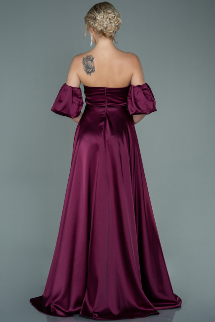 Abendkleid Lang Satin Kirschrot ABU2614