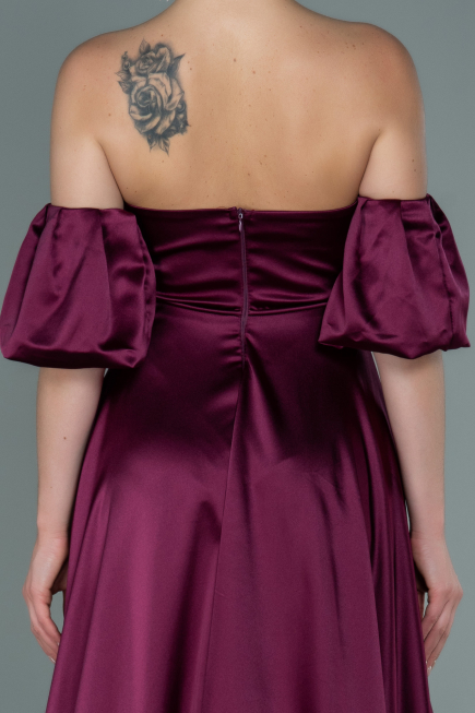 Abendkleid Lang Satin Kirschrot ABU2614