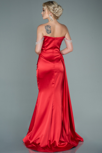 Abendkleid Lang Satin Rot ABU2618
