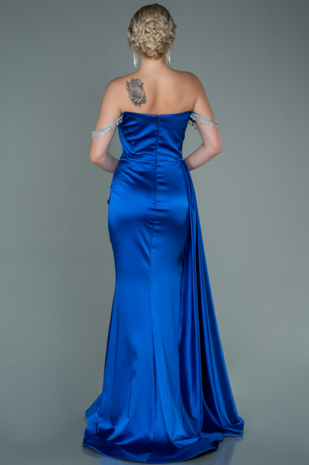 Abendkleid Lang Satin Sächsischblau ABU2618