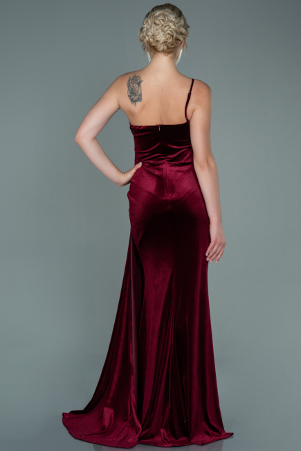 Abendkleid Lang Samt Weinrot ABU2626