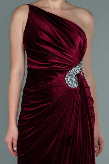 Abendkleid Lang Samt Weinrot ABU2626