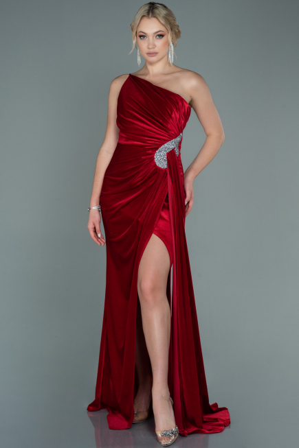 Abendkleid Lang Samt Rot ABU2626