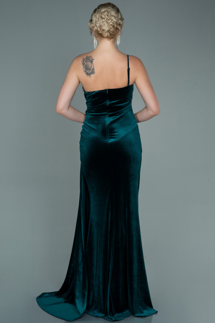 Abendkleid Lang Samt Smaragdgrün ABU2626