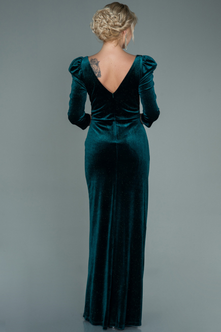 Abendkleid Lang Samt Smaragdgrün ABU2653