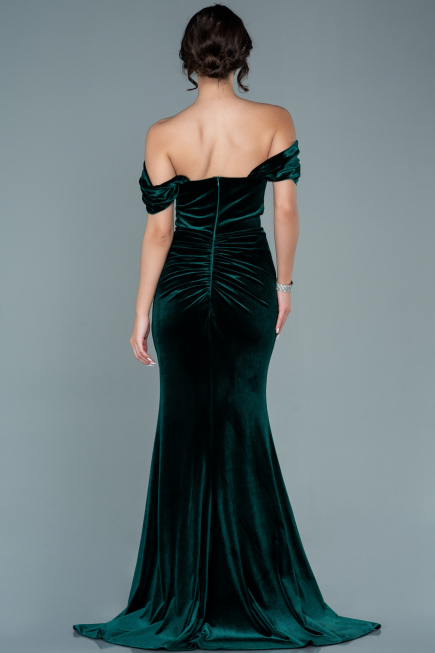 Abendkleid Lang Samt Smaragdgrün ABU2672