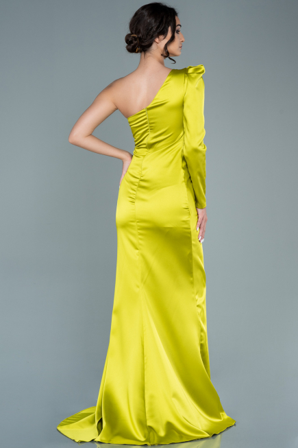 Abendkleid Lang Satin Pistaziengrün ABU2676