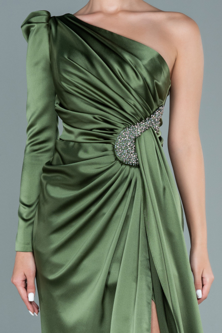 Abendkleid Lang Satin Khaki ABU2676