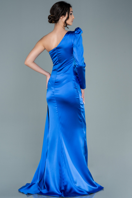 Abendkleid Lang Satin Sächsischblau ABU2676