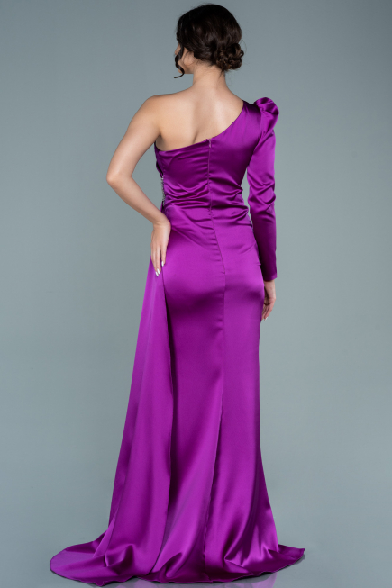 Abendkleid Lang Satin Violett ABU2676