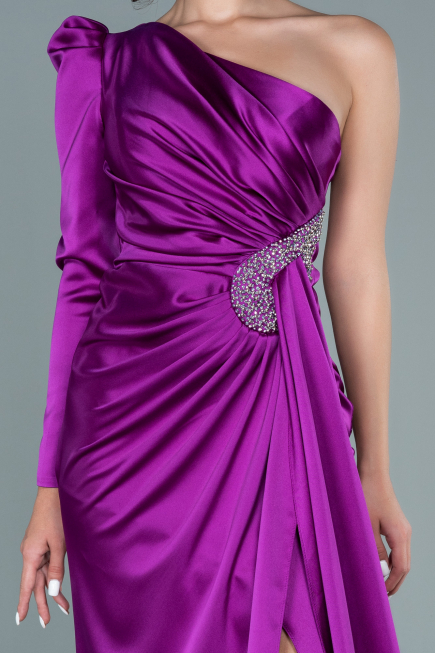 Abendkleid Lang Satin Violett ABU2676