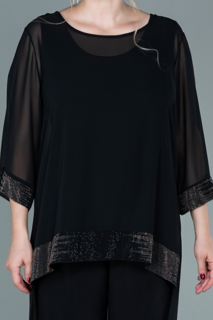 Abendkleid Lang Chiffon Schwarz ABT083